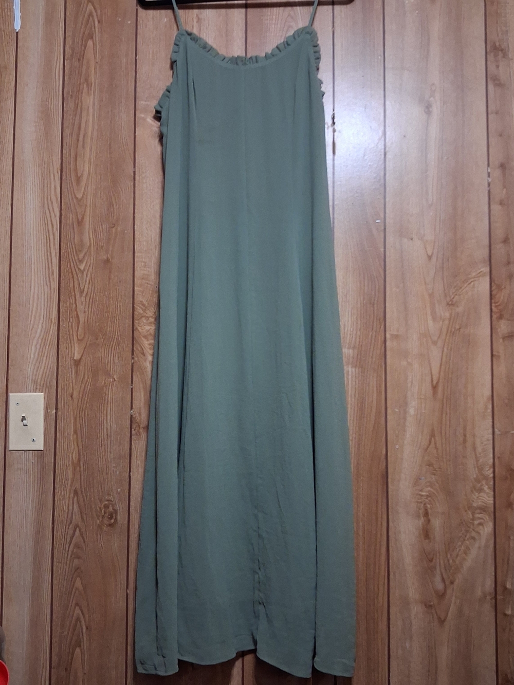 New Chiffon Ruffle Maxi Dress Sage Green Lg Recycled Polyester Fluttery Fairy